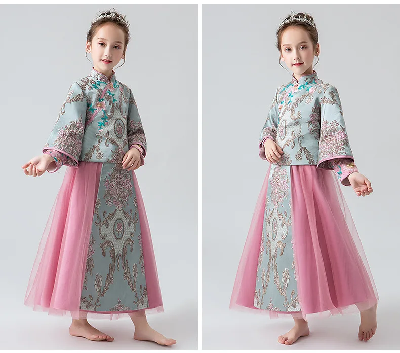 Vestidos infantis menina/Вечерние платья принцессы с цветочным узором для девочек; лето года; винтажный китайский стиль
