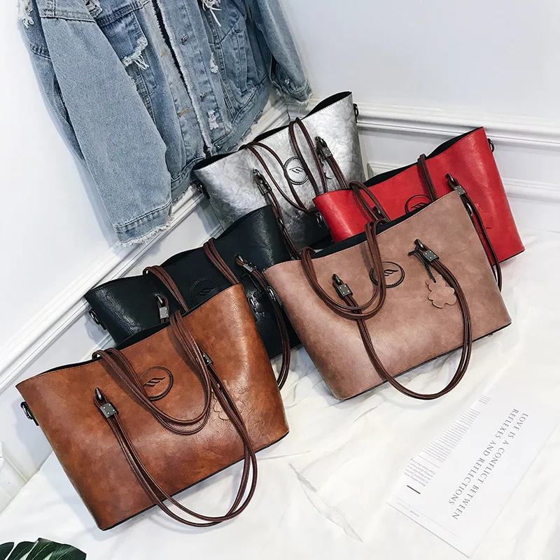

2Pcs Sets Woman Handbag Large Capacity Leather Bags for Women Composite Messenger Bag Women's Big Casual Tote Bags Sac a Main