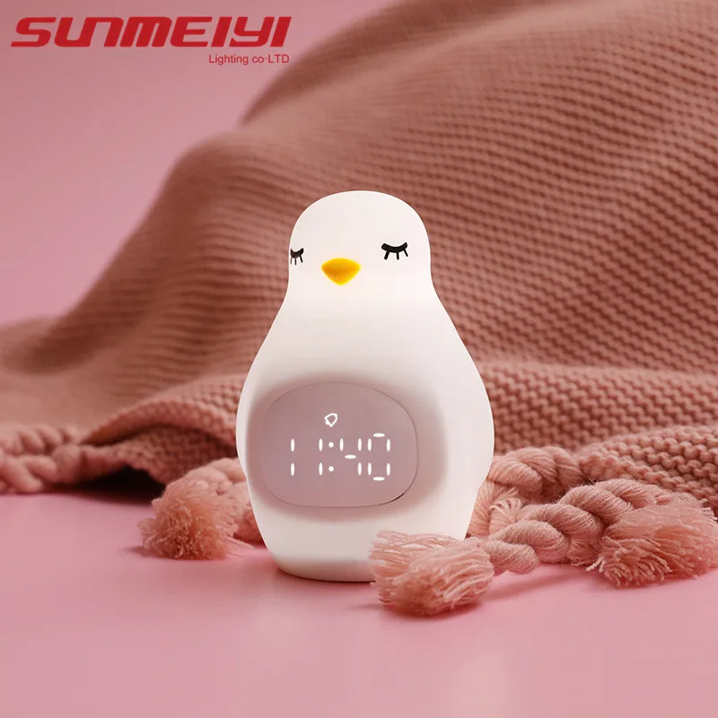 

Children LED Night Light Cartoon Alarm Clock USB Charger Time Temperature Display Lamp For Kid Bedroom Gift