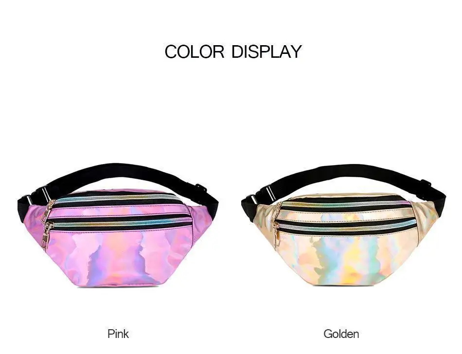 Модная голографическая Женская поясная сумка, дизайнерская Лазерная нагрудная поясная сумка, серебряная поясная сумка, блестящая поясная сумка, кошелек, сумка для телефона
