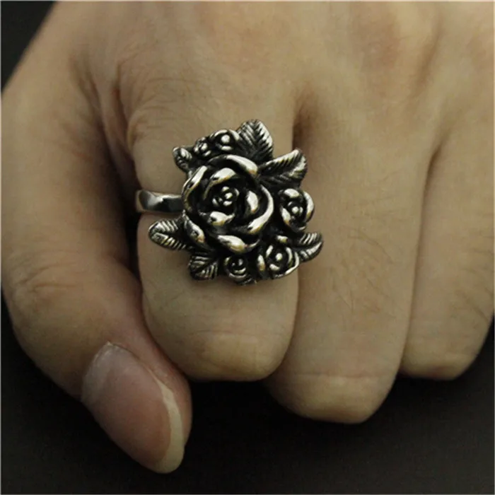 1pc New Arrival Rose Flower Ring 316L Stainless Steel Man Boy Fashion Cool Design Lover Rose Ring 4
