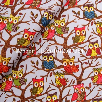 

PVC coated waterproof fabric - Owls on the tree on grey background (WF159)