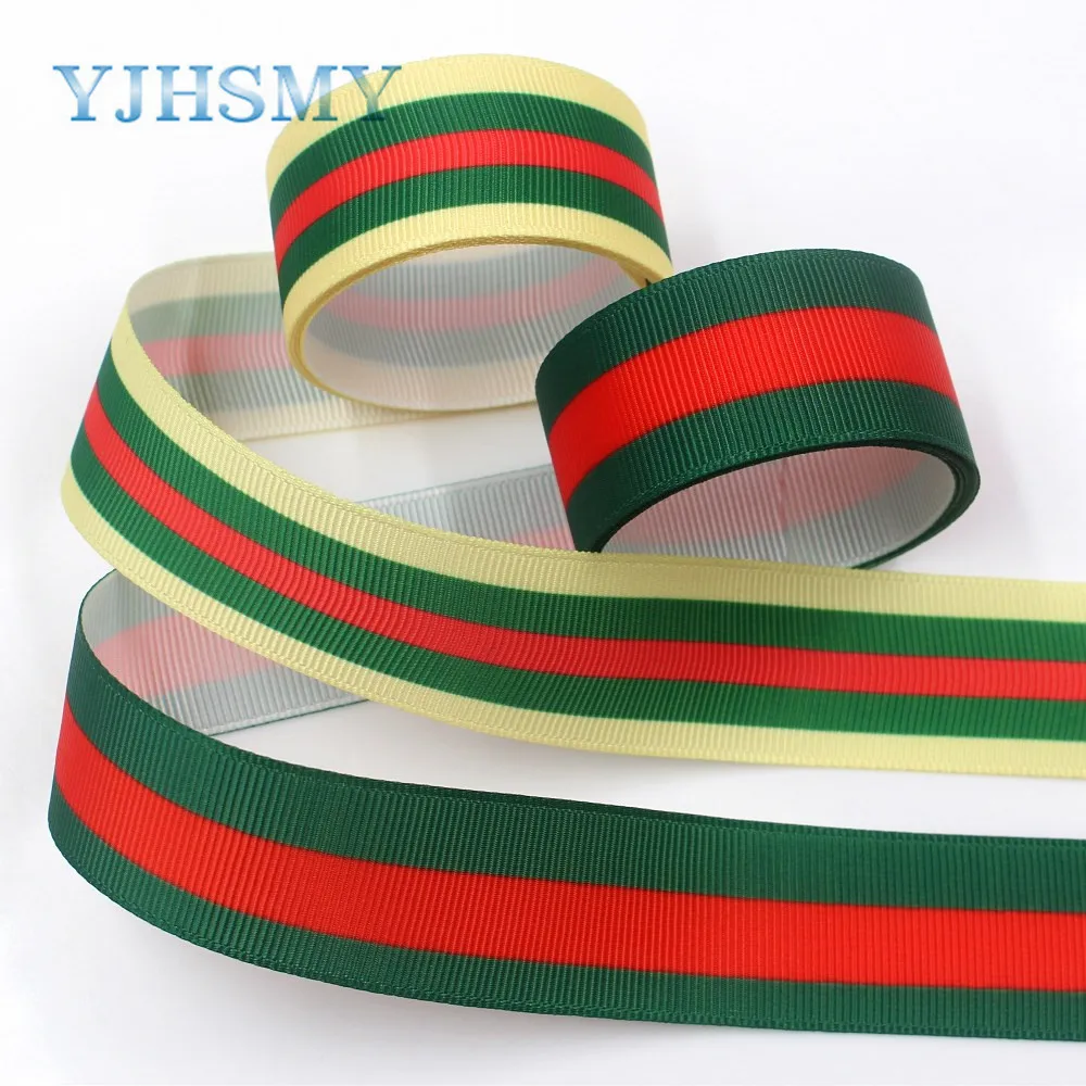 YJHSMY I-19218-368 25 мм 5 ярдов Геометрическая цветная полоса Термотрансферная печатная