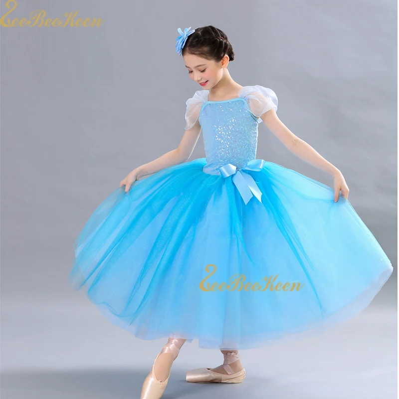 

Girls Dance Dress Children's Long Princess Dress Women Ballet Tutu Dress Famela Cinderella Fairy Tale Performance sequins Gown