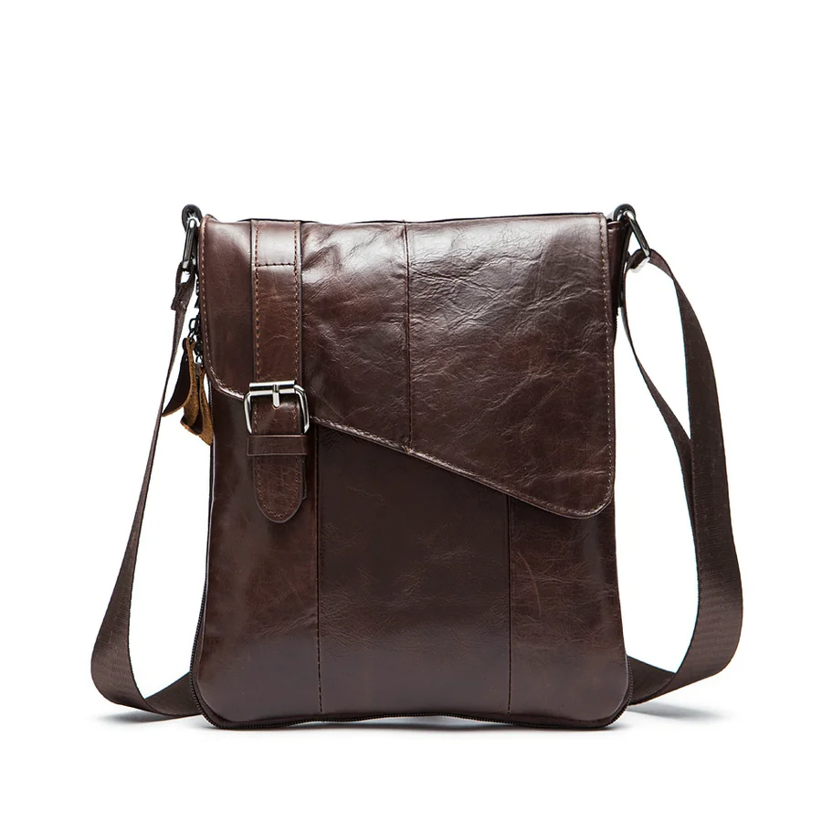 QIAOBAO Натуральная кожа Мужская сумка мужская сумка через плечо мужская кожаная сумка - Цвет: Deep Brown