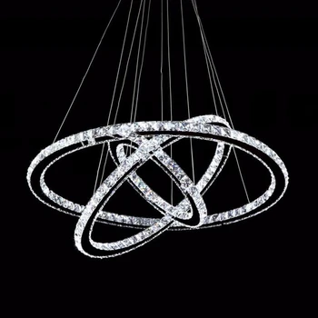 

D40x30xD20cm New 3 Round diamond ring crystal lamp Modern living room LED lustres K9 crystal Polished Chrome Chandeliers