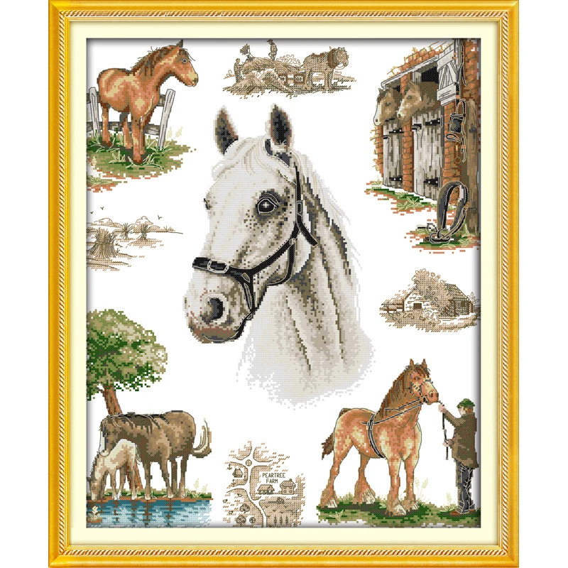 

Everlasting love The home of horse Chinese cross stitch kits Ecological cotton stamped 14 11CT DIY new year decorations for hone