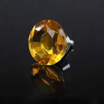 

5X JFBL 10pcs Diamond Shape Crystal Glass Drawer Pull Handle Knob (Yellow)