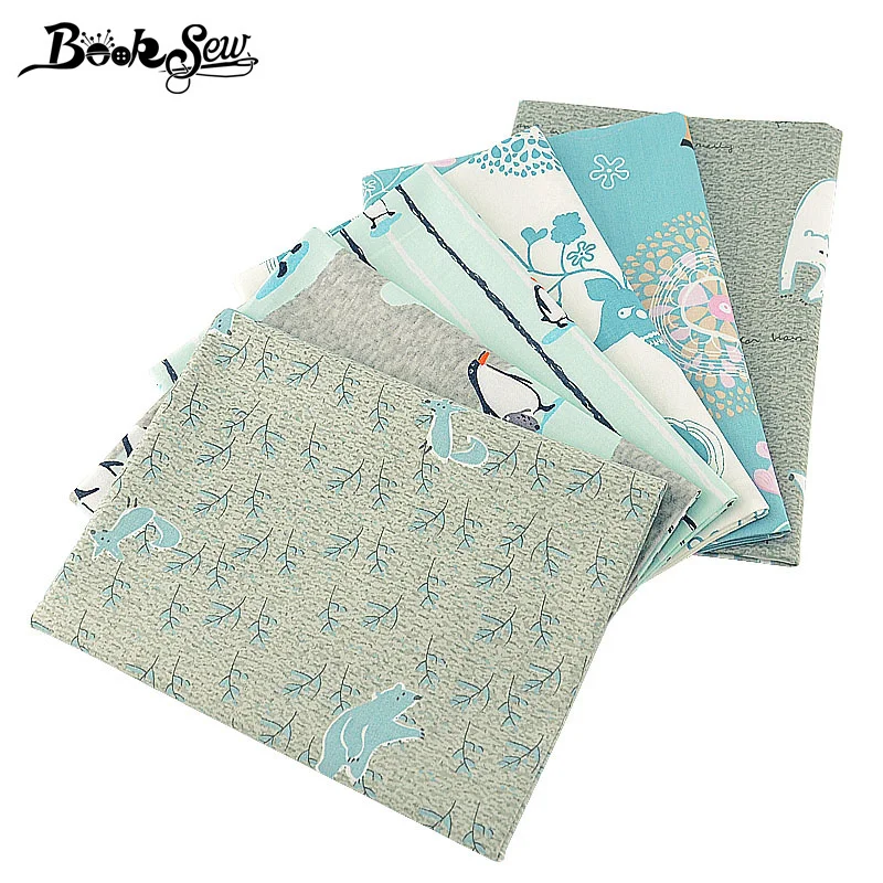 Тканевая саржевая ткань Booksew 100% хлопок дизайн с животными 6 шт./лот 40x50 см домашняя