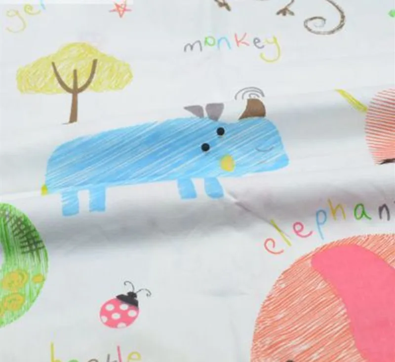 

1 meter Cotton Twill Fabric with Hand-painted Zoo, Baby Patchwork Quilts Cushions Pillows Cover Handicraft Sewing Tissues 892-8