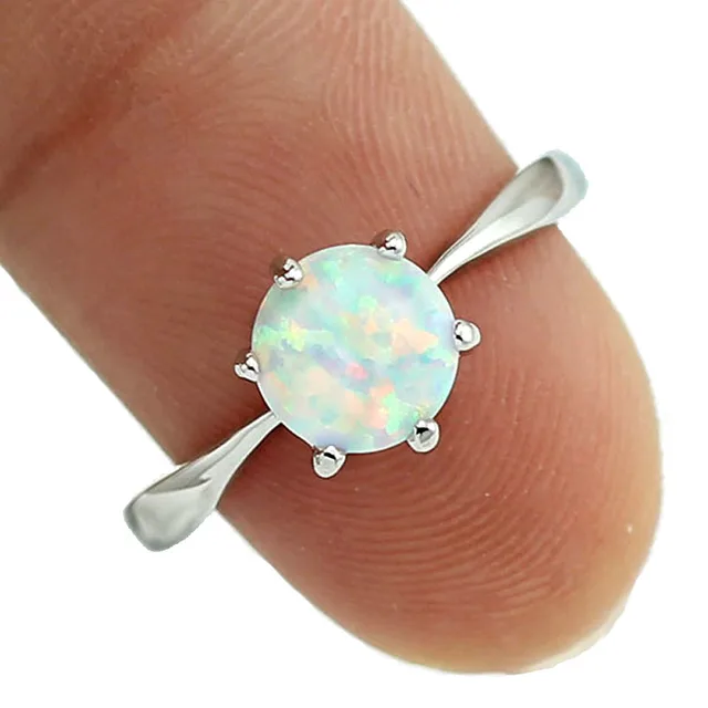 HAIMIS White Fire Opal CZ Women Claw Inay Fashion Jewelry Opal Ring Size 6 7 8 9 HAIMIS White Fire Opal CZ Women Claw Inay Fashion Jewelry Opal Ring Size 6 7 8 9