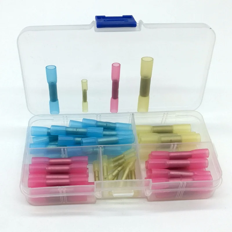 

50pcs/set Heat Shrink Butt Crimp Terminals Insulated Electrical Wire Cable Connectors For26-10 AWG 0.25-6mm 4 Sizes Mixed