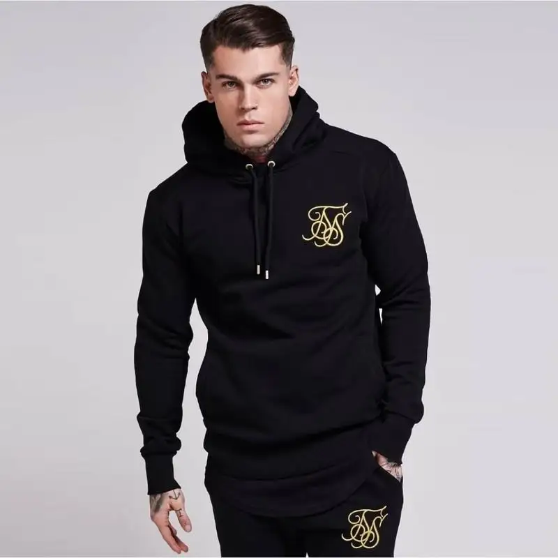 

Fashion Men Hoodies and Sweatshirts brand clothing Top quality casual Male gyms Fitness bodybuilding Sik Silk Hooded Sweatshirt
