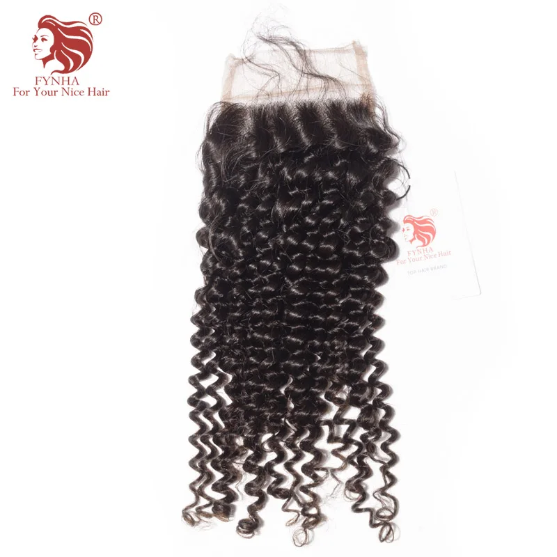 

[FYNHA] Peruvian Kinky Curly Virgin Hair Lace Closure Natural Color 100% Human Hair Free Part 4''x 4'' Free Shipping