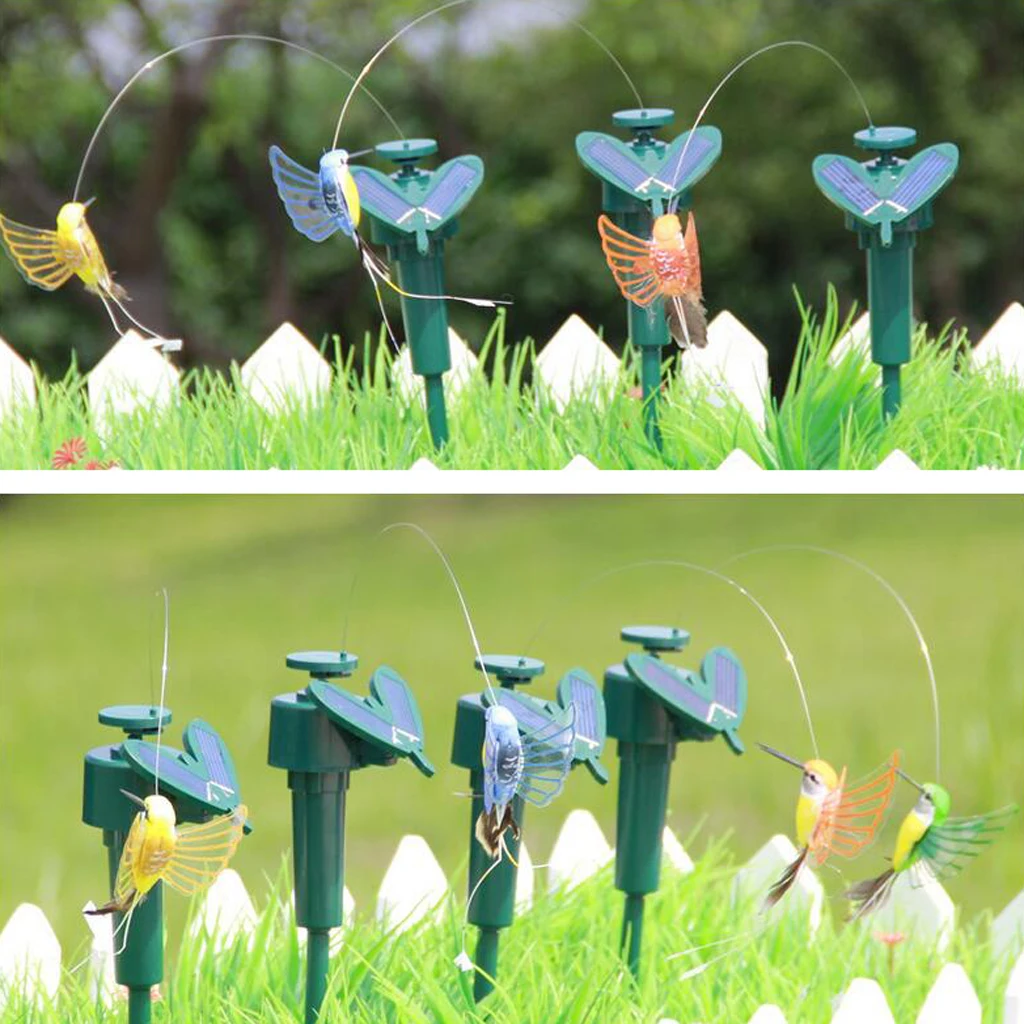 5 Types Solar Powered Garden Decor Dancing Flickering Butterfly Stake Bird Flowers Garden Decor