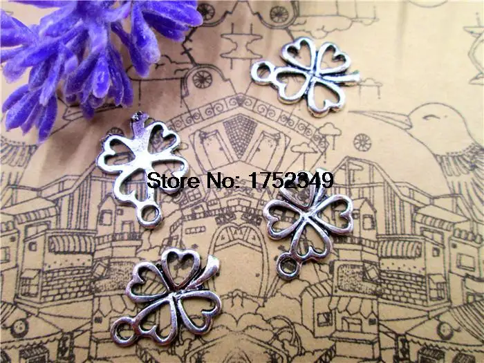 

20pcs--Antique Tibetan Silver Four Leafs Clovers Flowers Charms Pendants 12*17mm