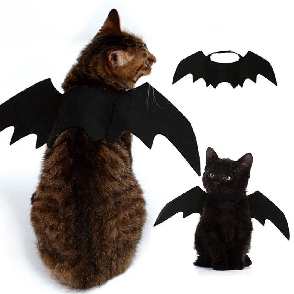 Крылья летучей мыши, одежда для кошки вампира, черная Милая нарядная одежда для питомца, собаки на Хэллоуин, праздничные костюмы для рождественской вечеринки, подарки, забавная одежда