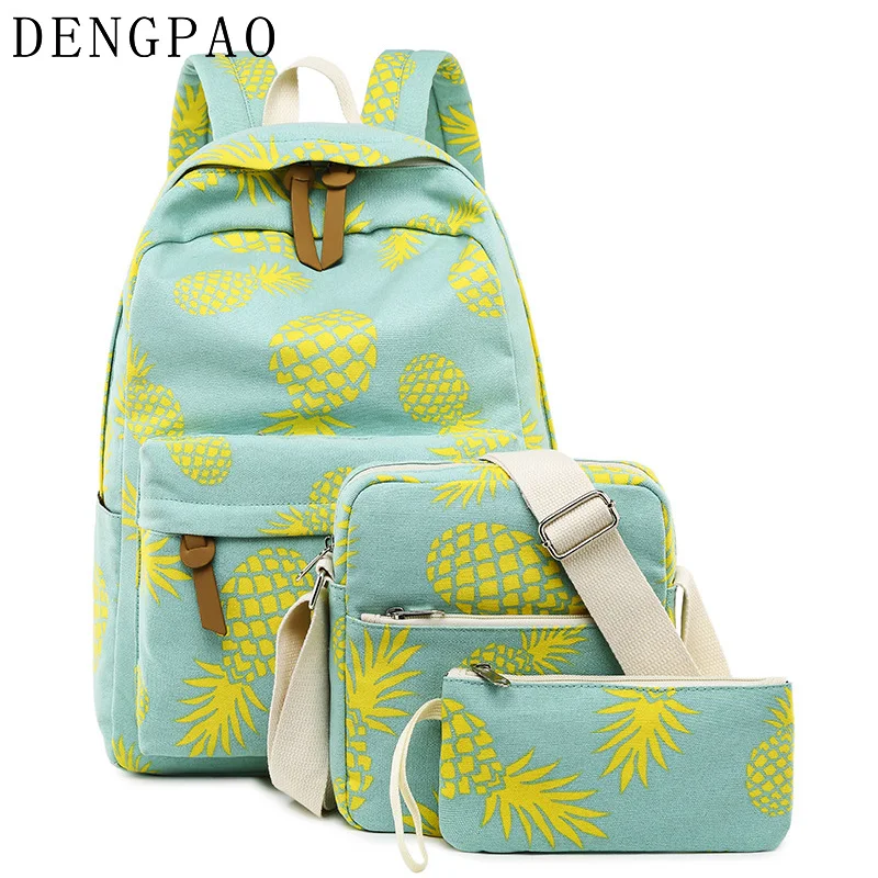 

DENGPAO 3pcs school backpacks set for teenagers girls korean style women sac a dos femme bookbag rucksack female cartable femme