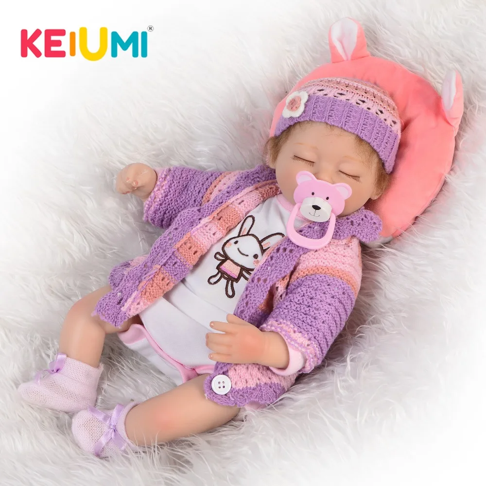 

Handmade 17Inch reborn dolls lifelike soft silicone Newborn babies sleeping doll gift for children