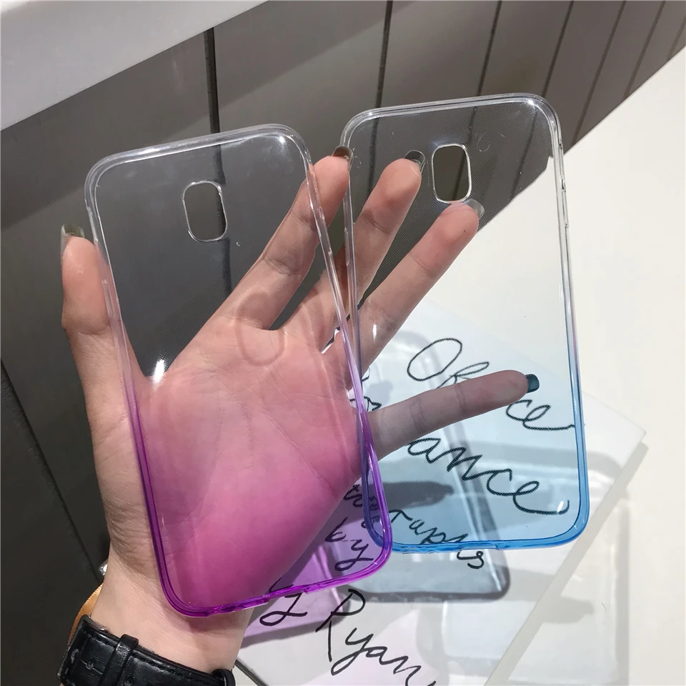 For Samsung Galaxy J3 J5 J7 J2 Pro Cover Gradient Case Silicone TPU Colorful Soft Back A6 A7 A8 J4 J6 J8 2018 Phone Cases |