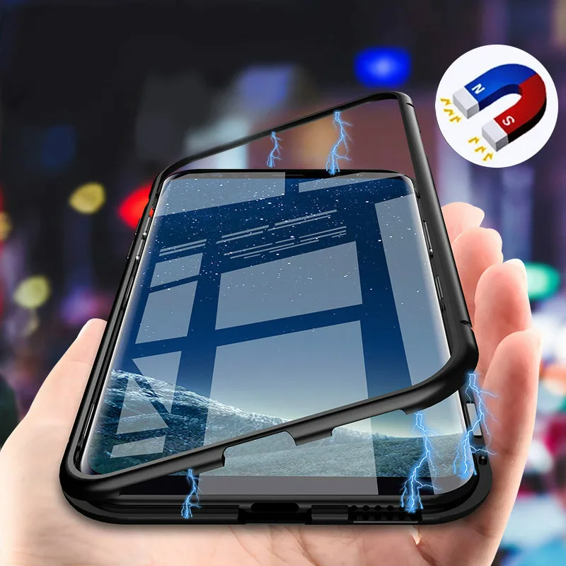 

Magnetic Case For Samsung S9Plus Cases Full Protective Flip Tempered Glass Cover For Samsung Galaxy Note 9 S9 Plus Cover Luxury