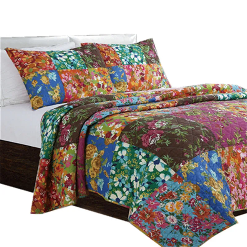 High Quality American Style 100 Cotton Quilted 3 Pieces Floral