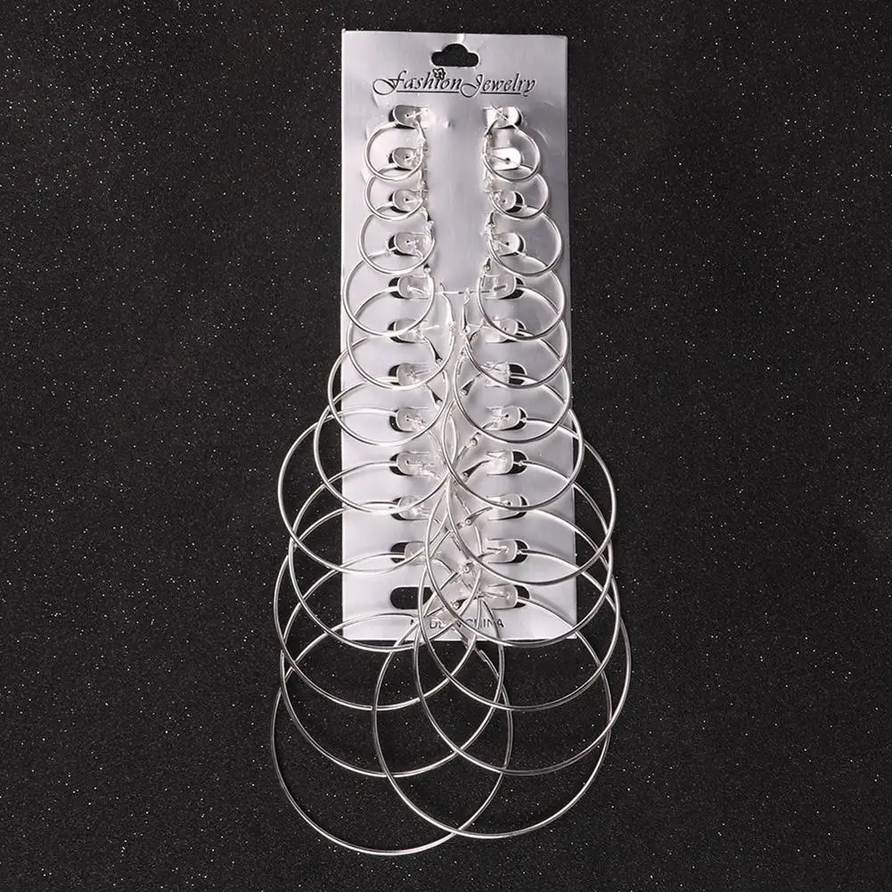 

Hot 12 Pairs Women Girls Gold/Silver Plated Rock Punk Club Circle Hoop Earrings Set