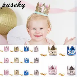 Happy для празднования первого дня рождения шапки декоративная крышка один праздничный колпак Принцесса Корона 1-й 2-й 3-й невесты детский