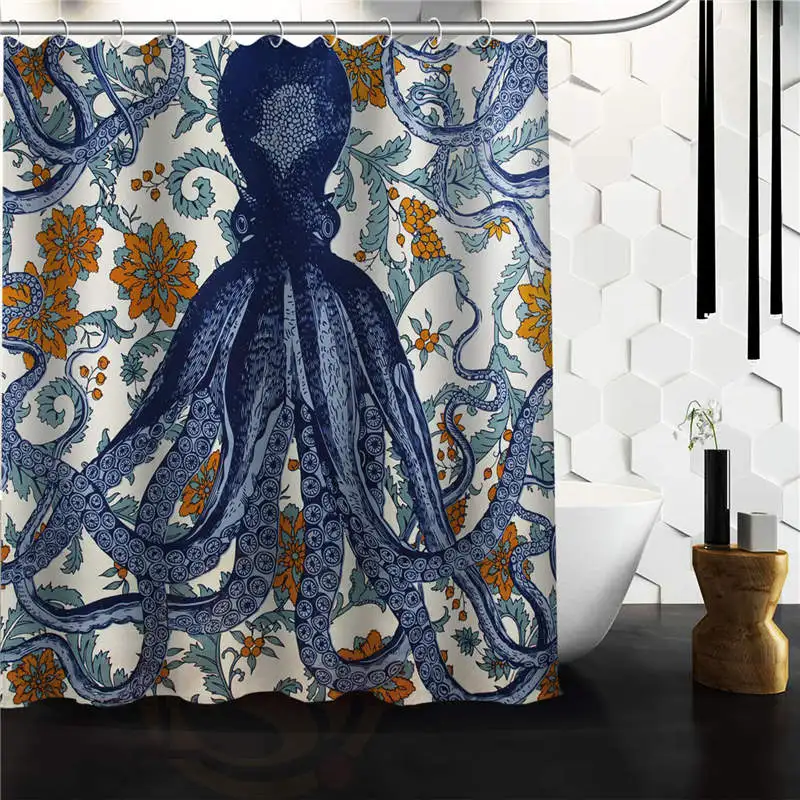 ARM Vintage Octopus Custom Shower Curtain 66 "x72" Waterproof Fabric