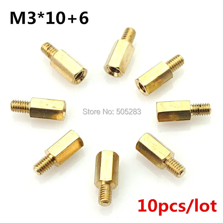 10pcs Motherboard Riser M3x10+6 Hexagon Copper Screws M3*10mm Hex Head Nut Computer PC Repair