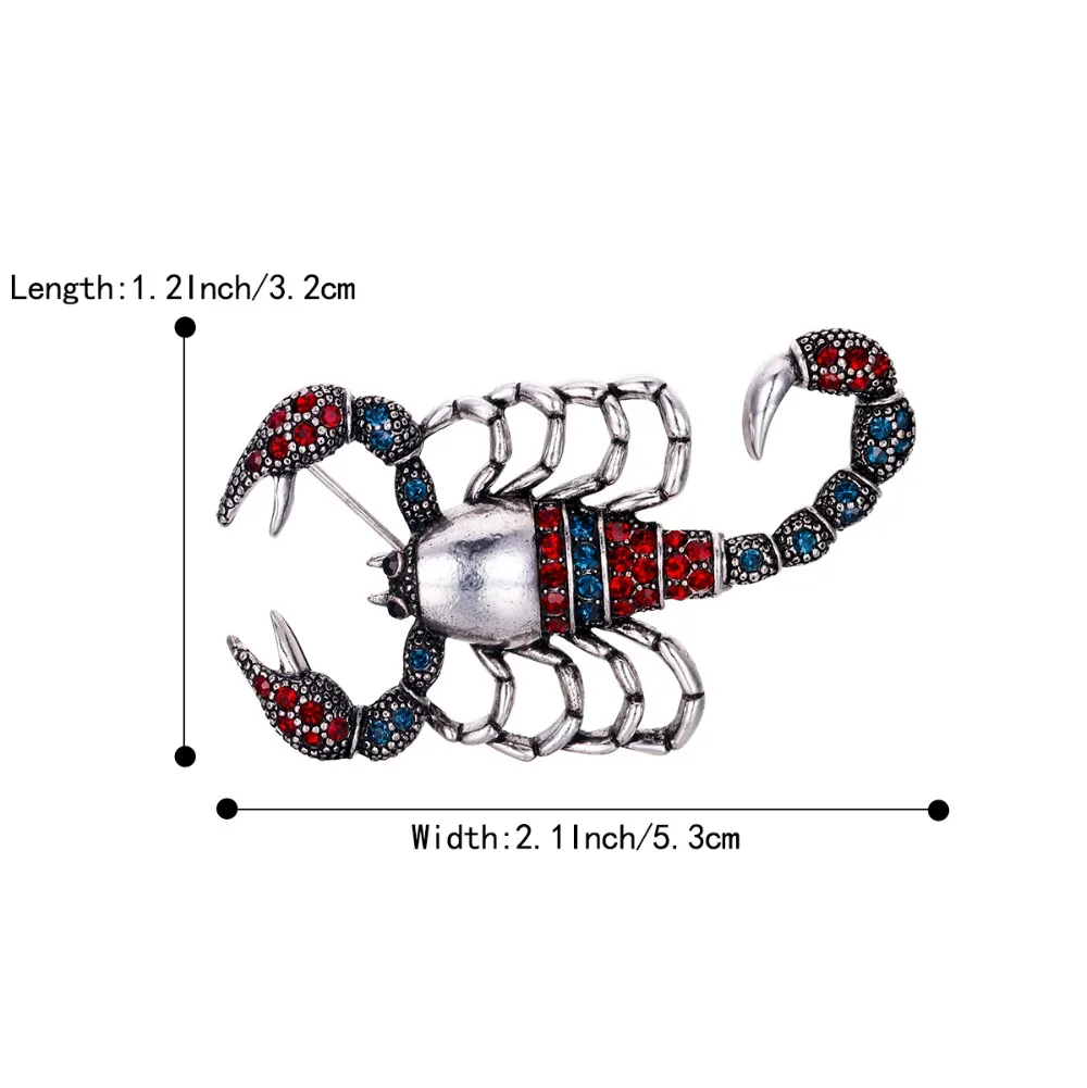 Tuliper Ретро Винтаж Скорпион Брошь булавка в виде животного Броши с австрийскими кристаллами для женщин вечерние ювелирные изделия подарок античный серебряный/золотой тон