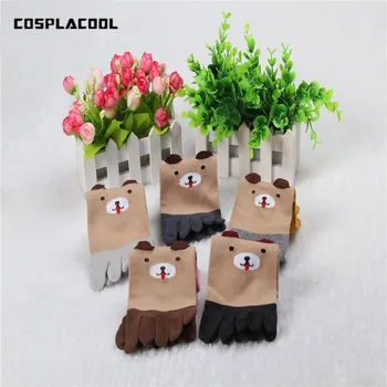 

[COSPLACOOL]Pug Ear Pattern Five Fingers Funny Socks Women Colorful Shallow Mouth Japan Cute Sokken 5 Color Calcetines Mujer