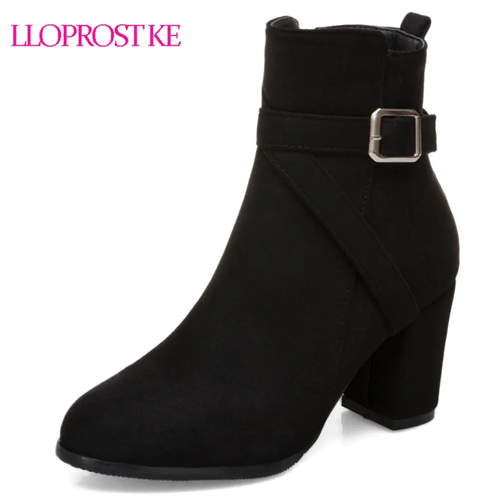 Lloprost ke Round Toe Female Winter Flock Zip Boots Ankle Boots For ...