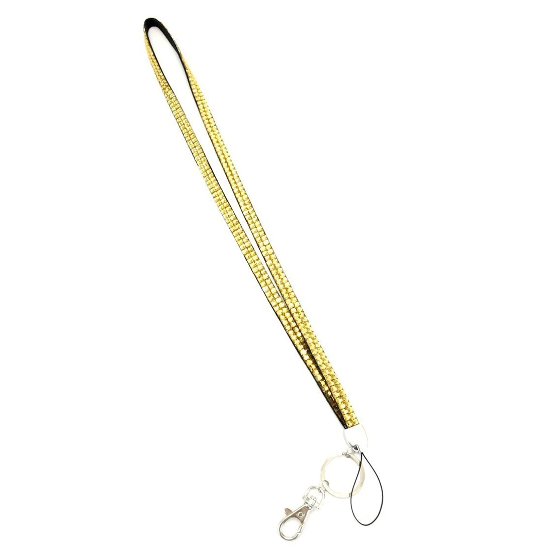 

New Bling Crystal Rhinestone Lanyard Id Badge Keychain Card Holder-Gold