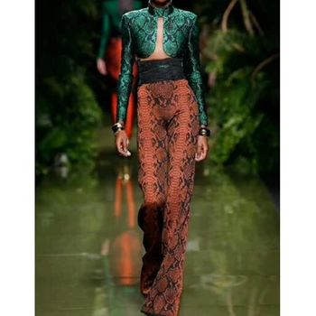 

2019 Fashion Sexy Pants Jacquard weave Long Long Bandage Pants Patchwork Elegant Women Celebrity Causal Blue Sexy Wholesales