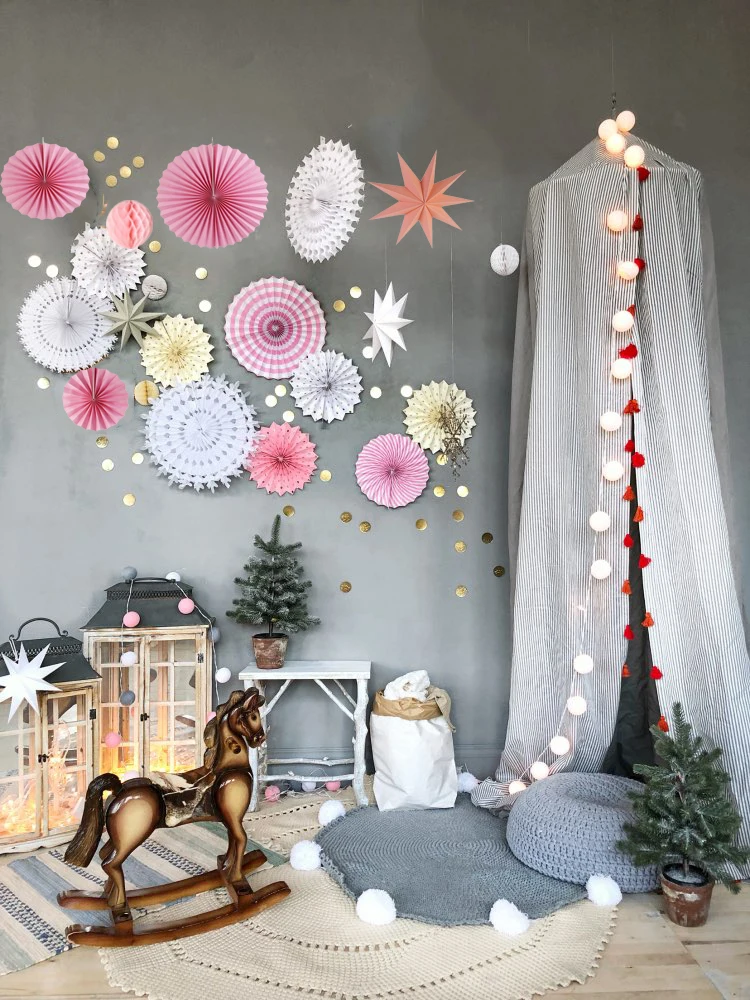 

18 PCS Birthday Party Decorations For Girl boys Party Decoration Sets Paper Fans Honeycomb For Luxurious Baby Shower Party Favor