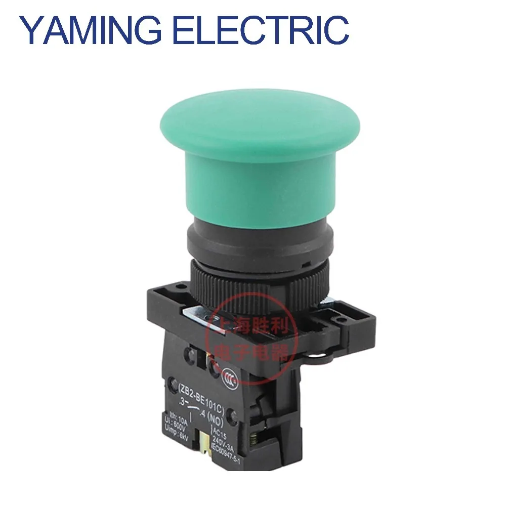 

1pcs/lot Green Mushroom Head XB2-EC31 ZB2-BE101C Power Push button Switch 40mm 10A 600V NO P286