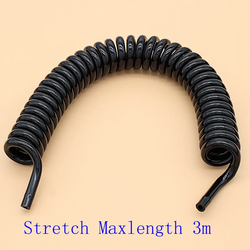 

NIBP blood pressure cuff air hose without connector,Medical grade TPU spiral pipe,Monitor black extension tube,7.5*4.0MM,MaxL 3M