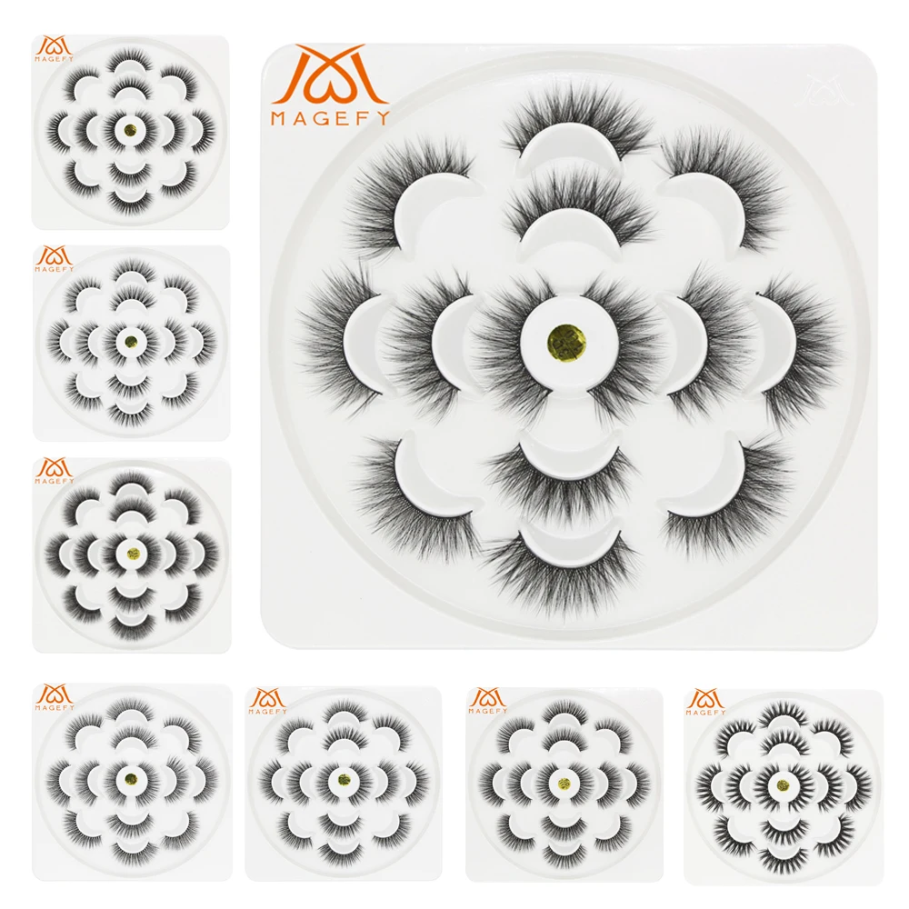 

MAGEFY 7pairs Faux 3D Mink Lashes Natural Long False Eyelashes Dramatic Volume Fake Lashes Makeup Extension Eyelashes