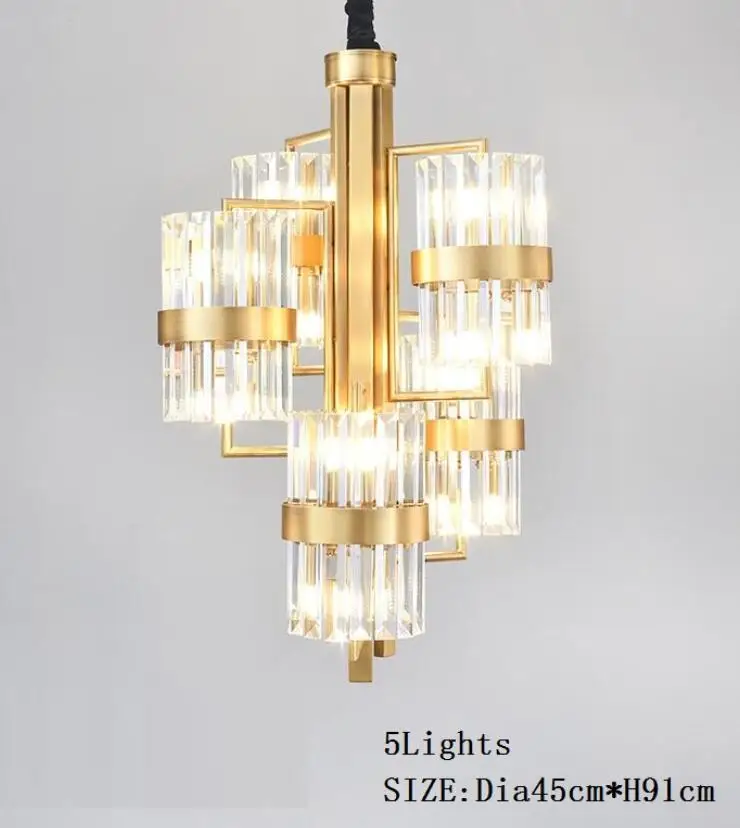 Современный золотой светильник, роскошная хрустальная люстра, индивидуальная вилла, дуплексный строительный декоративный светильник ing - Lampshade Color: Dia45xH91cm