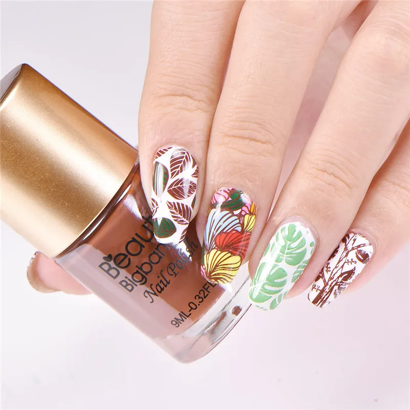BeautyBigBang 6*6 см квадратный штамп для ногтей Цветочный Лист маникюрный шаблон