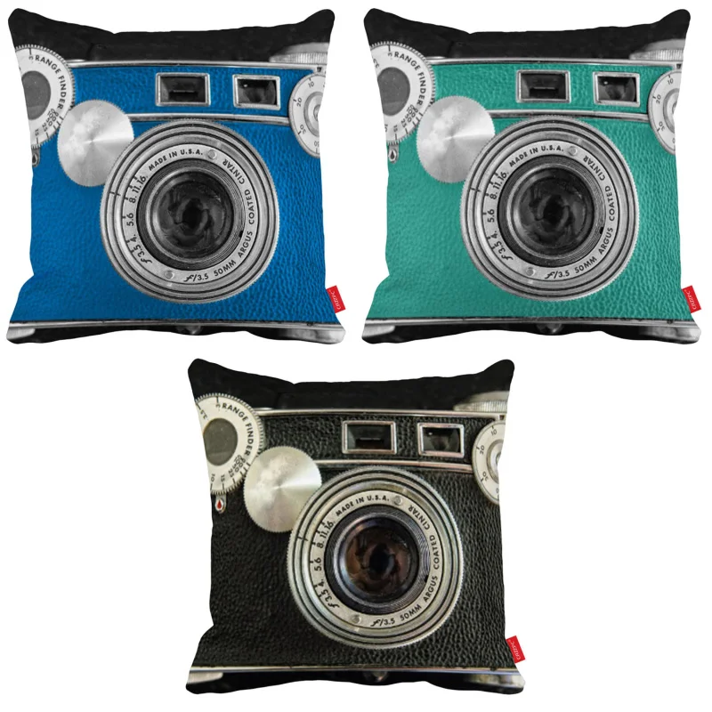 Vintage Blue Green Black Auto Camera Print Car Decorative