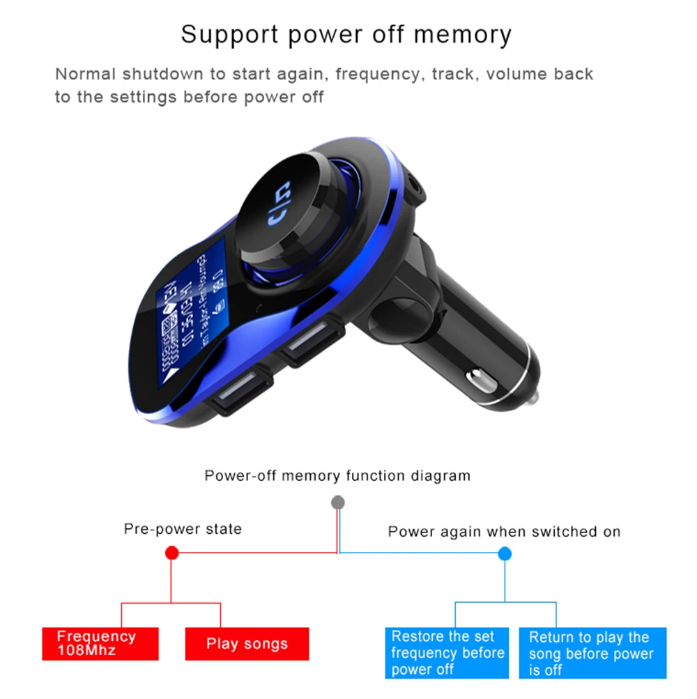 Fm-передатчик Bluetooth Автомобильный модулятор с Мощность переключатель Беспроводной автомобиля Mp3 плеер Поддержка TF карты 5 V 2.1A автомобильного телефона Зарядное устройство