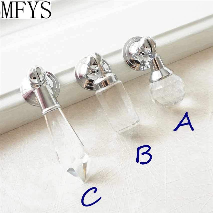 Glass Crystal Drawer Knobs Drop Sparkly Dresser Handles Knobs