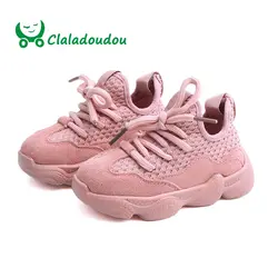 Claladoudou 13,5-15,5 см, 2019 весенние детские кроссовки натуральная кожа + сетка дышащий маленьких мальчиков Обувь На Шнуровке детская обувь для