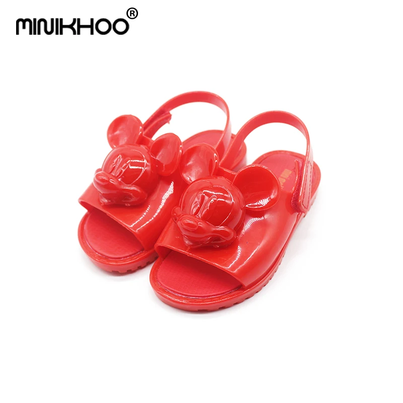 

Mini Melissa 2018 New 1:1 Original Mickey Minnie Head Jelly Sandals For Girls Cute Baby Sandals Girls Shoes Beach Sandals Water