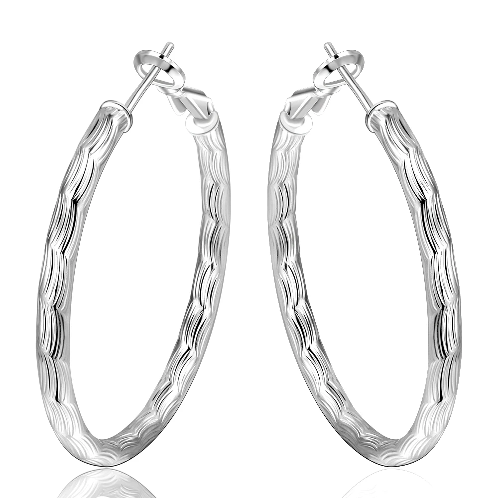 

Genuine Real Pure Solid 925 Sterling Silver Round Hoop Earrings for Women Fine Jewelry Large Round Female Earrings Gift