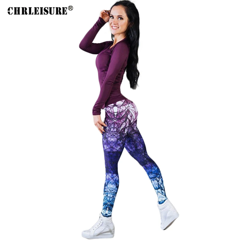 CHRLEISURE Printing Legging Women Polyester High Waist