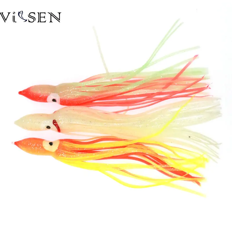 

Vissen 2pcs Octopus Squid Skirt Lures Multicolor Rubber Rig Soft Bait Fishing Lure Jupes souple Leurre Silicone 20cm 15g