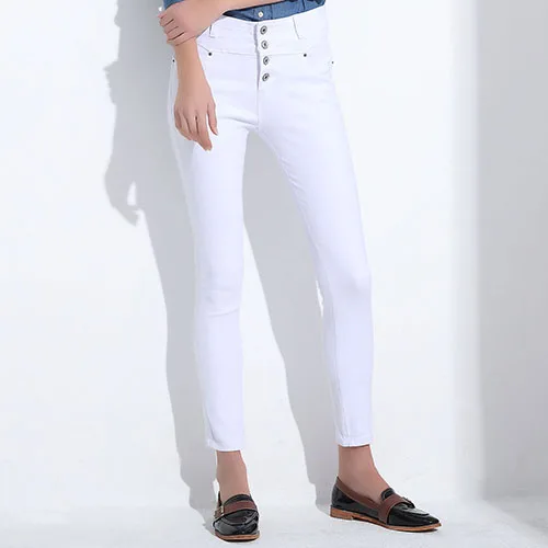Женские джинсы корейские femme femininas белые джинсы с высокой талией обтягивающие брюки-карандаш джинсы женская одежда для женщин - Цвет: White